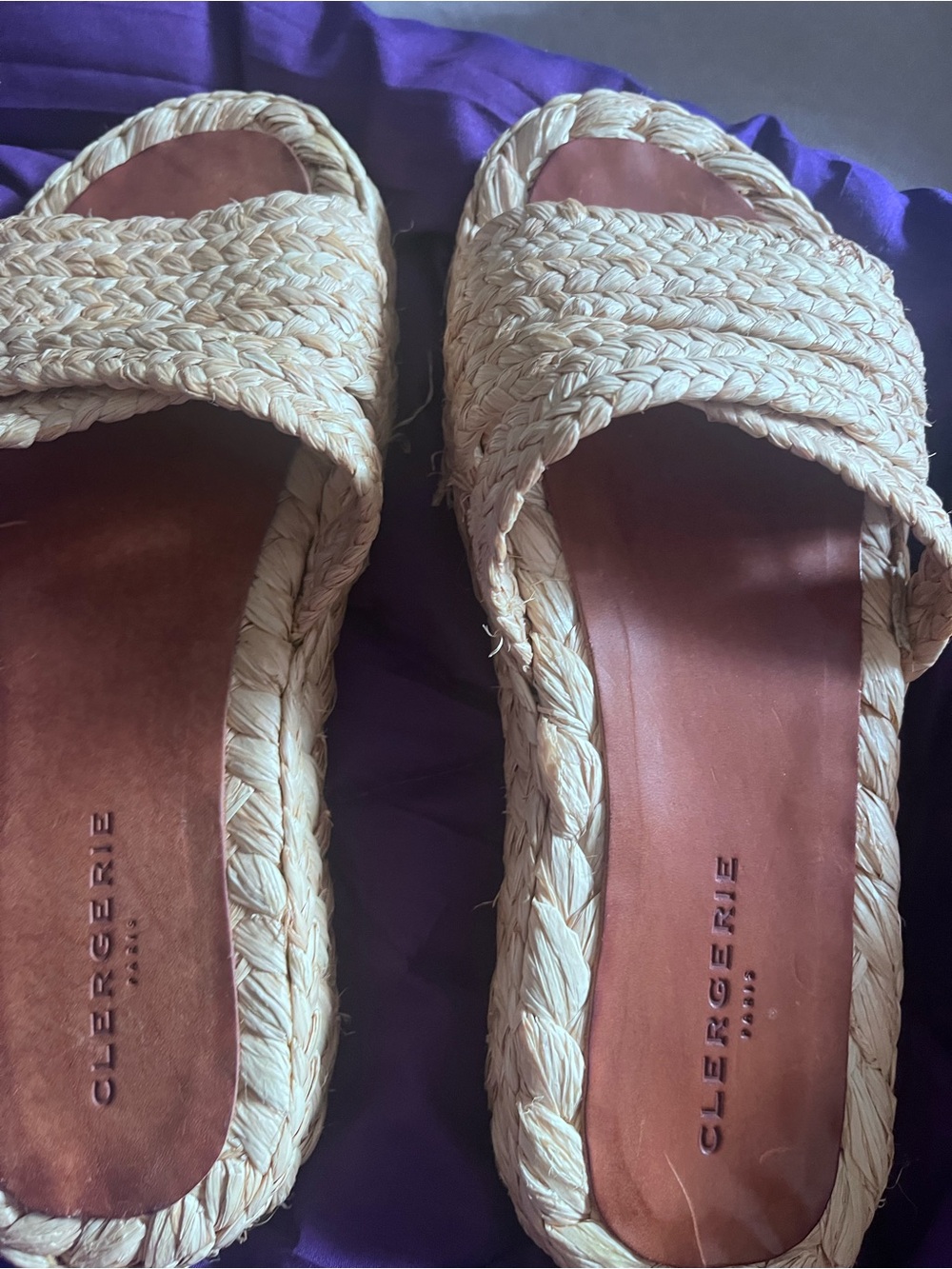 Robert Clergerie Natural Braided Raffia Slide Sandals - Cream/Tan